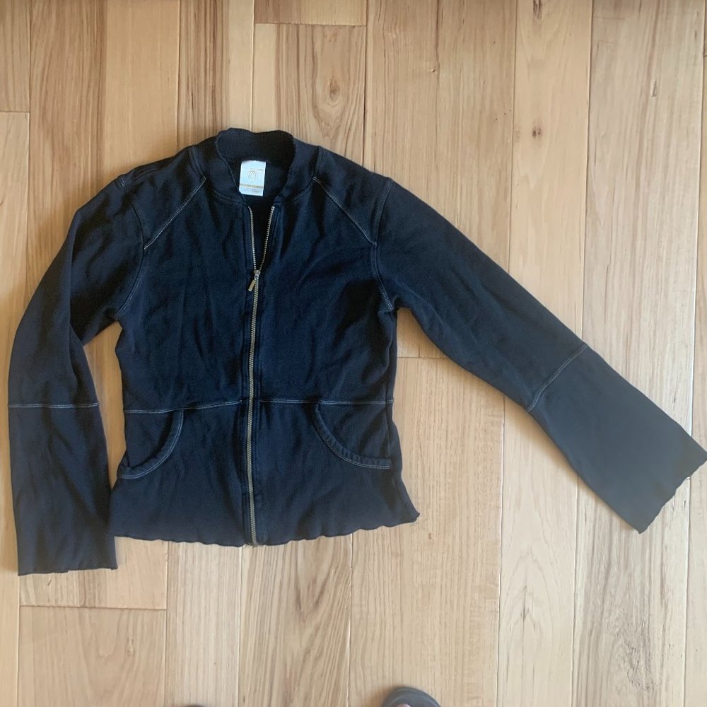 Marika Black Zip Front Lightweight Workout Jacket, Size Medium